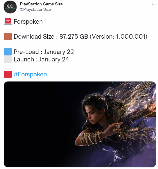 87GB！《Forspoken》PS5容量曝光1.22开启预载-澳洲亿忆网